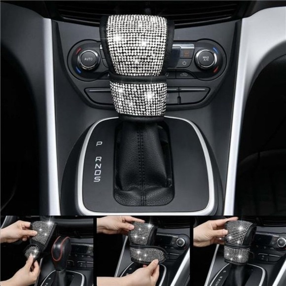 7 Pc Steering Wheel Cover Car Accessories Silver Diamond Crystal Rhinestone Gift - Picture 3 of 6
